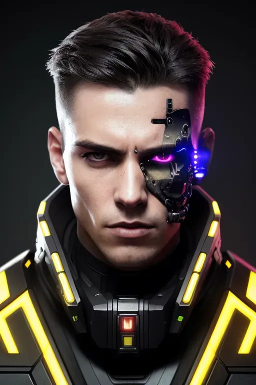 Cyborg Android Robot In Dystopian Future