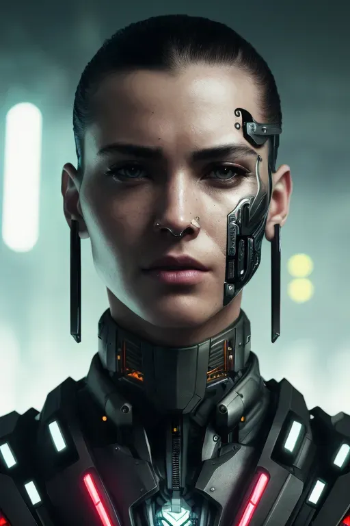 Cyborg Android Robot In Dystopian Future