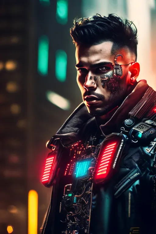 Cyborg Android Robot In Dystopian Future