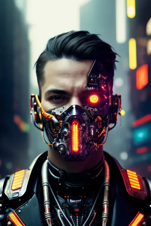 Cyborg Android Robot In Dystopian Future