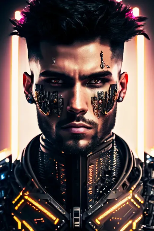 Cyborg Android Robot In Dystopian Future