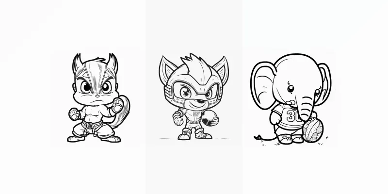 Animal Athletes Coloring Pages For Kids generated by undefined
