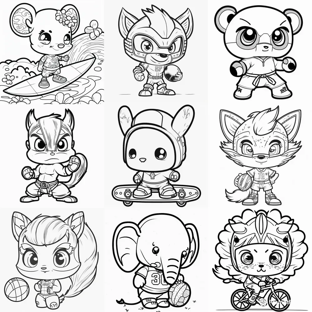 Animal Athletes Coloring Pages For Kids