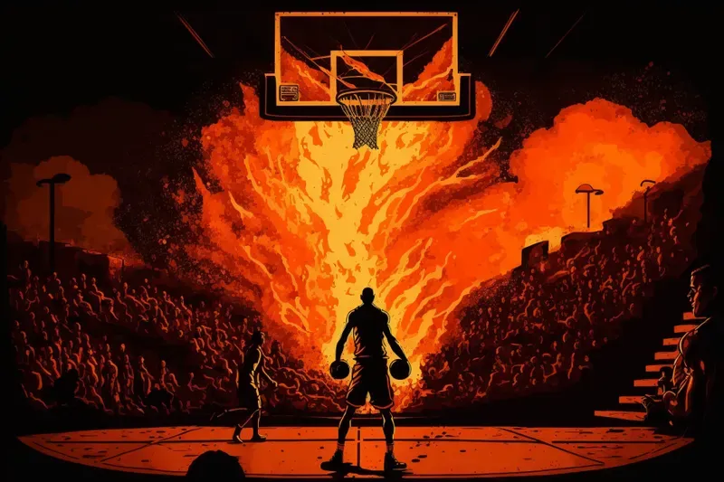 Fiery Basketball Scenes