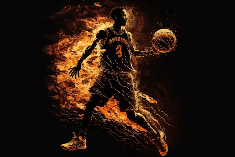 Fiery Basketball Scenes