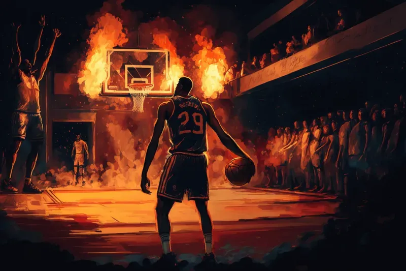 Fiery Basketball Scenes