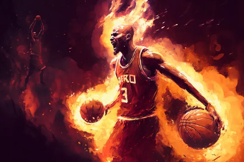 Fiery Basketball Scenes