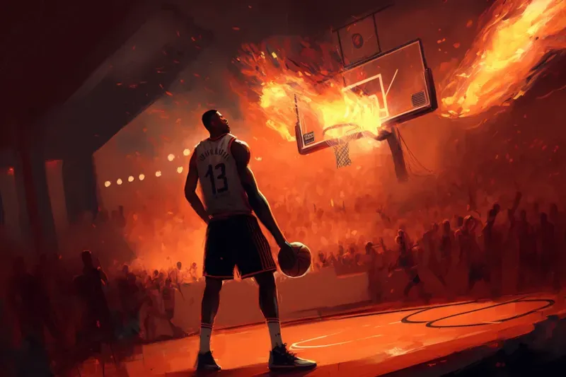 Fiery Basketball Scenes