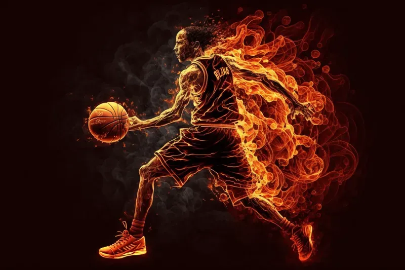 Fiery Basketball Scenes
