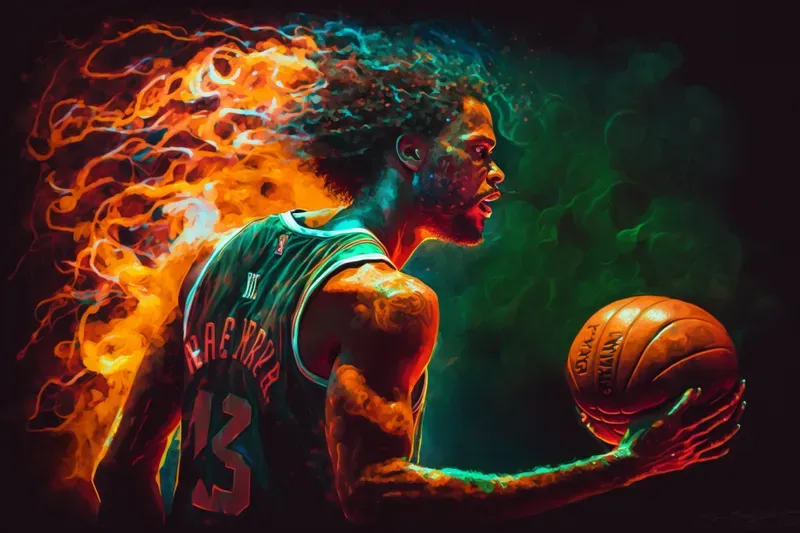 Fiery Basketball Scenes