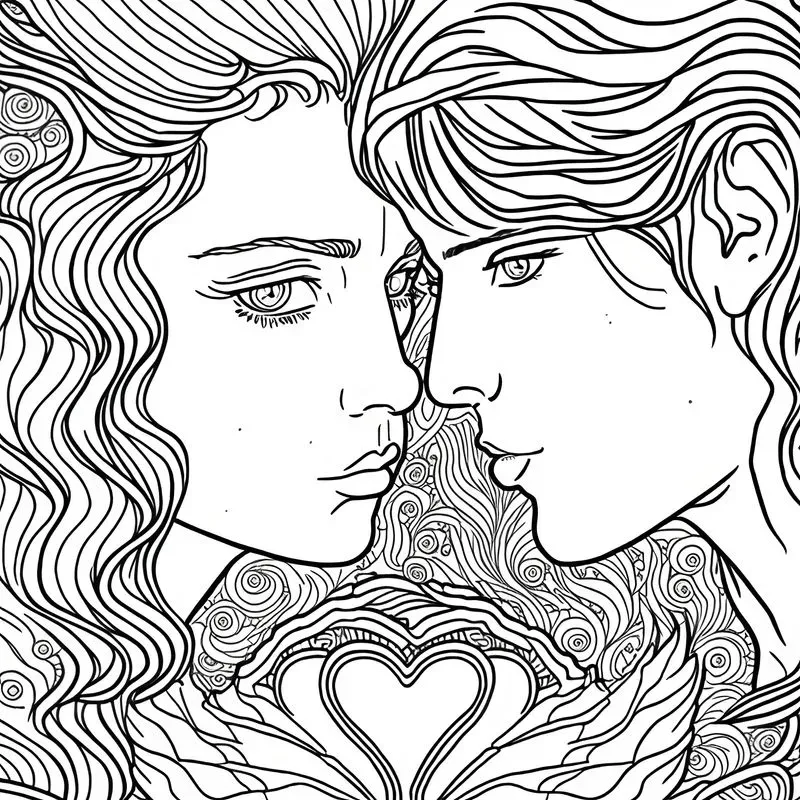 Coloring Book Cute Couples