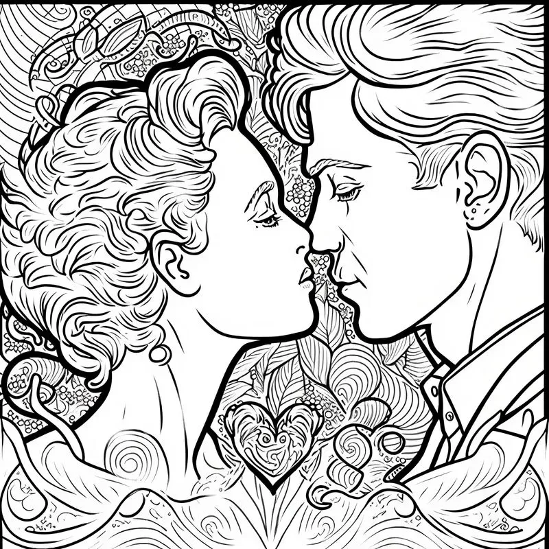 Coloring Book Cute Couples