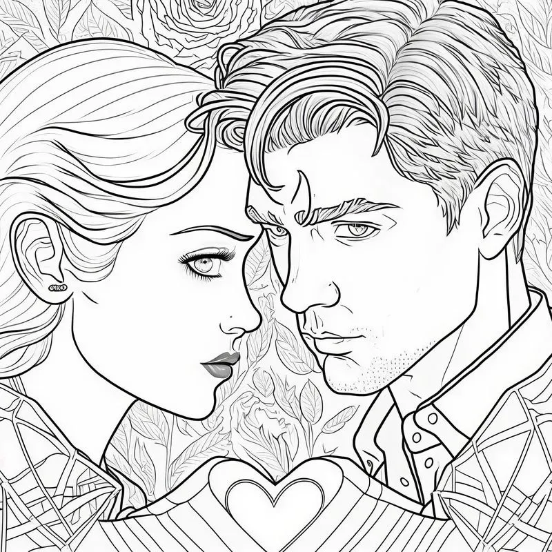 Coloring Book Cute Couples