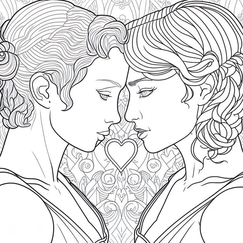 Coloring Book Cute Couples