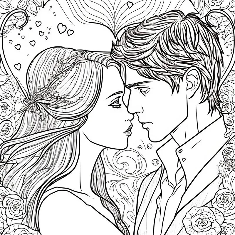 Coloring Book Cute Couples