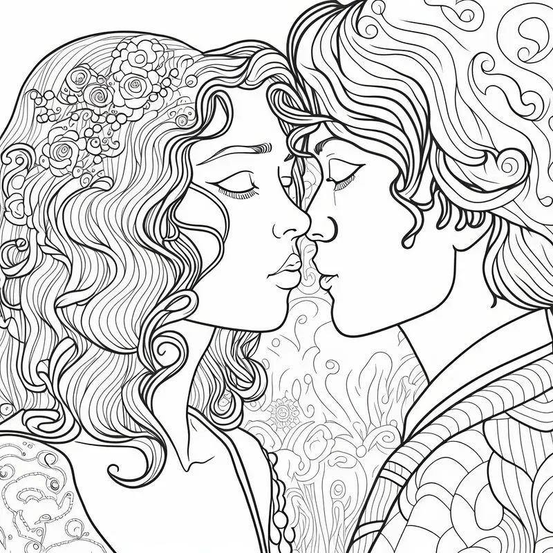 Coloring Book Cute Couples