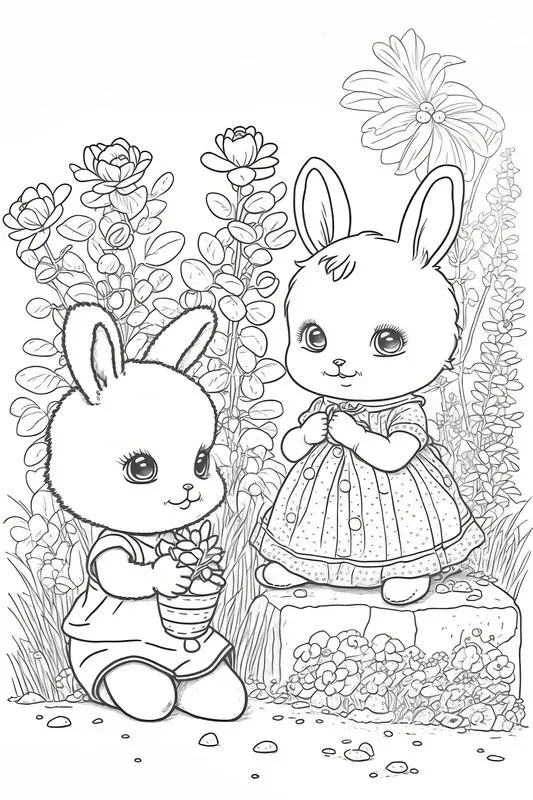 Cute Easter Animals Coloring Book