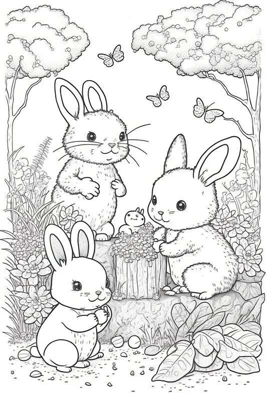Cute Easter Animals Coloring Book