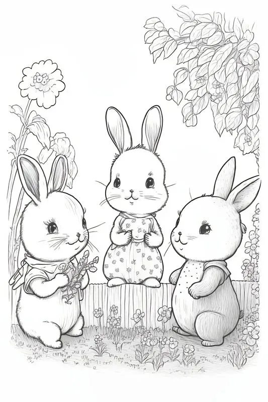 Cute Easter Animals Coloring Book