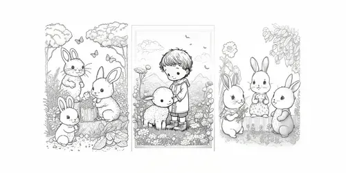 Cute Easter Animals Coloring Book generated by midjourney