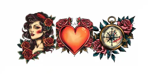 Old School Tattoo Designs With Roses generated by midjourney