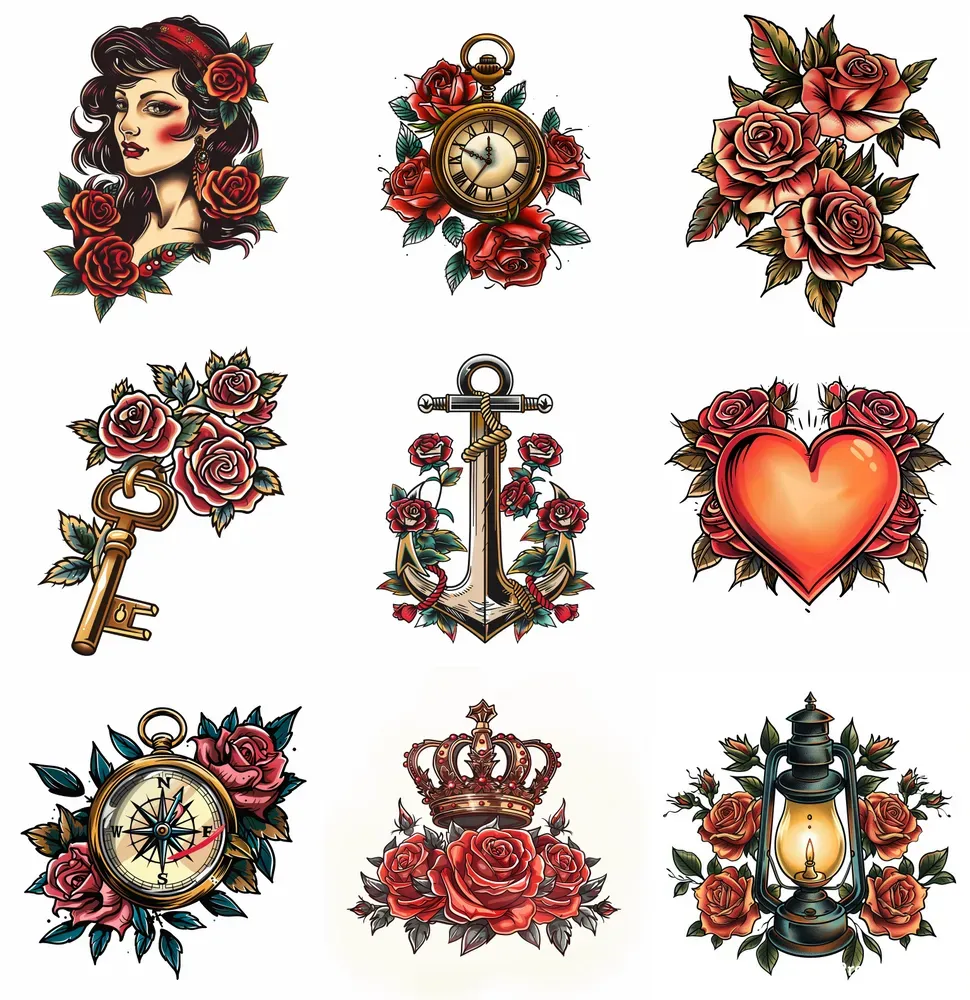 Old School Tattoo Designs With Roses