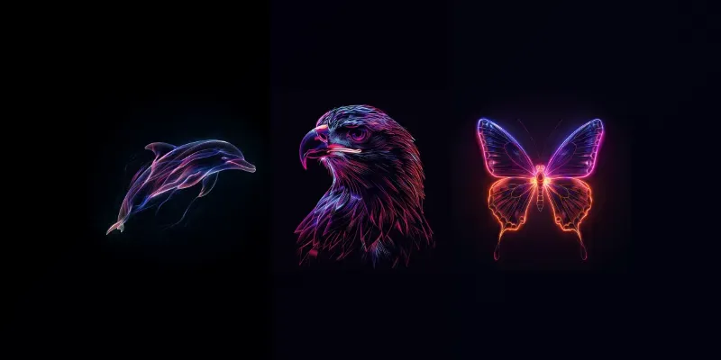 Bright Animal Silhouettes With Neon generated by undefined