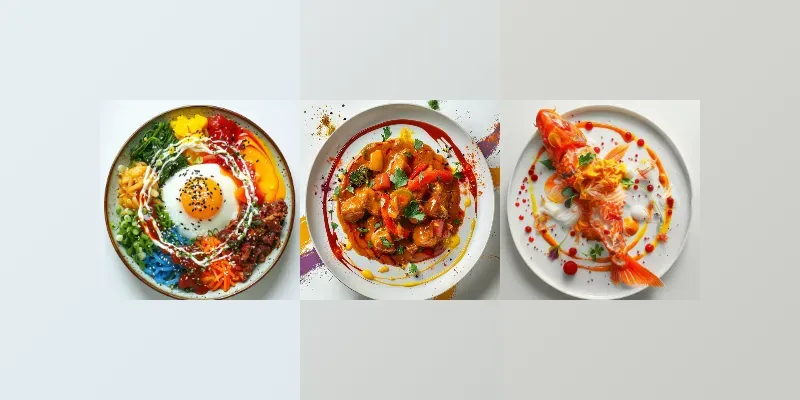 Chaotic And Creative Looking Meals generated by undefined