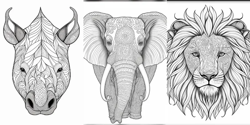 Coloring Book Animal Head Mandalas generated by undefined