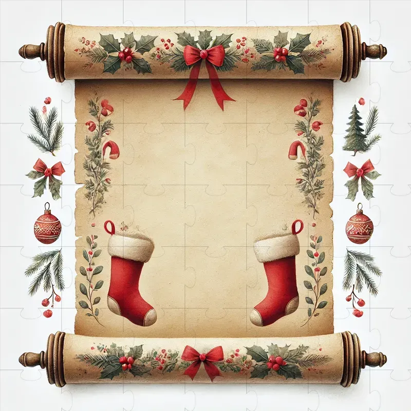 Vintage Christmas Scrolls In Watercolors