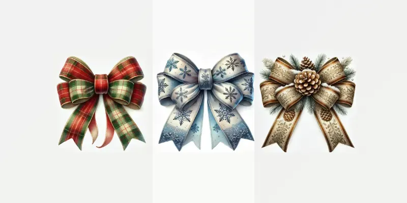 Vintage Watercolor Christmas Bow Designs generated by undefined