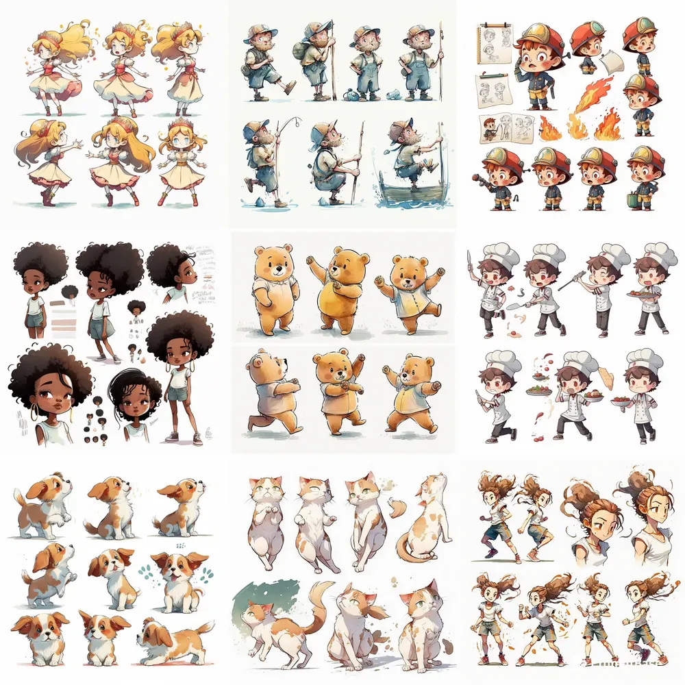 Children Book Characters Multiple Poses