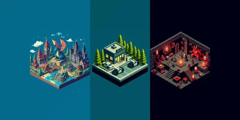 Isometric Gameboy Scenes generated by undefined