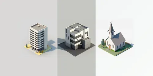 Low-poly Buildings generated by midjourney