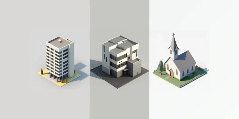 Low-poly Buildings generated by undefined