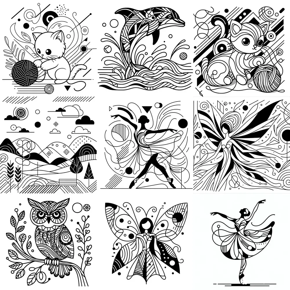 Minimalist Flowing Lines Coloring Pages