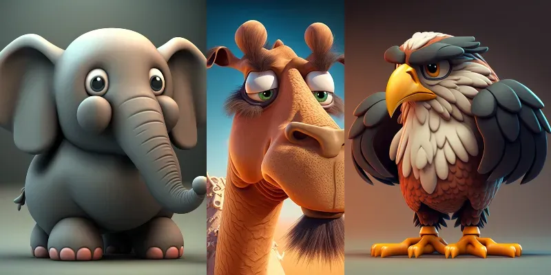 3D Cartoon Animals generated by undefined