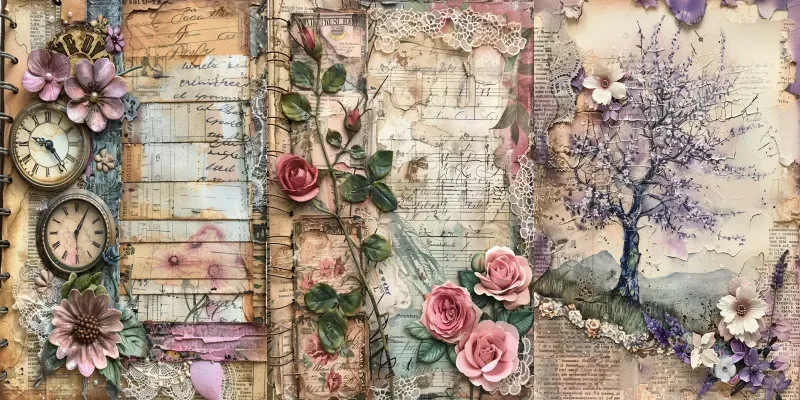 Junk Journal Fairytale Collages Pages generated by undefined