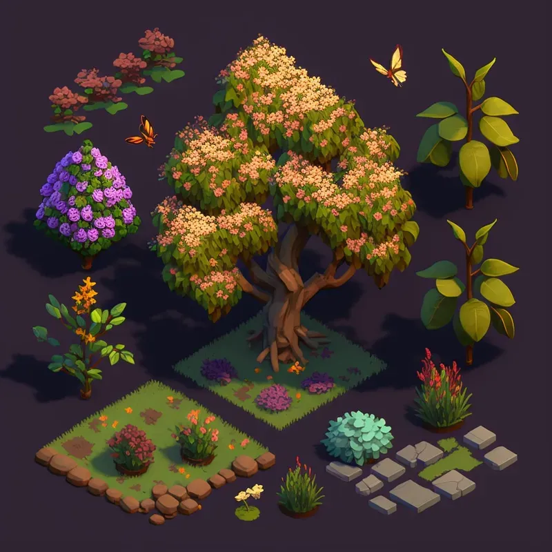 Anime Style Isometric Tree Tilesets