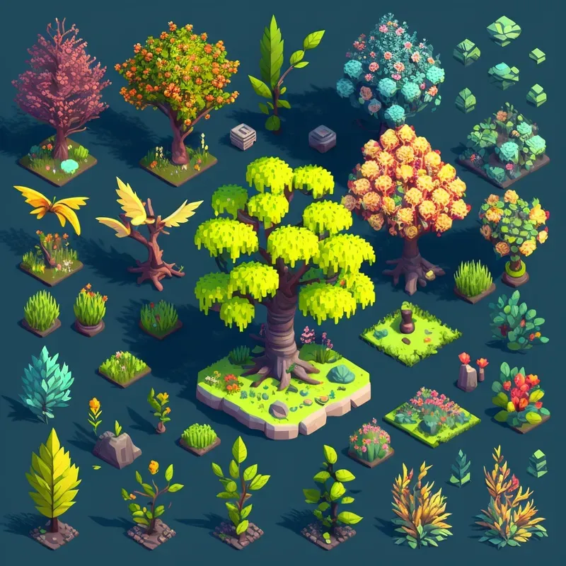 Anime Style Isometric Tree Tilesets