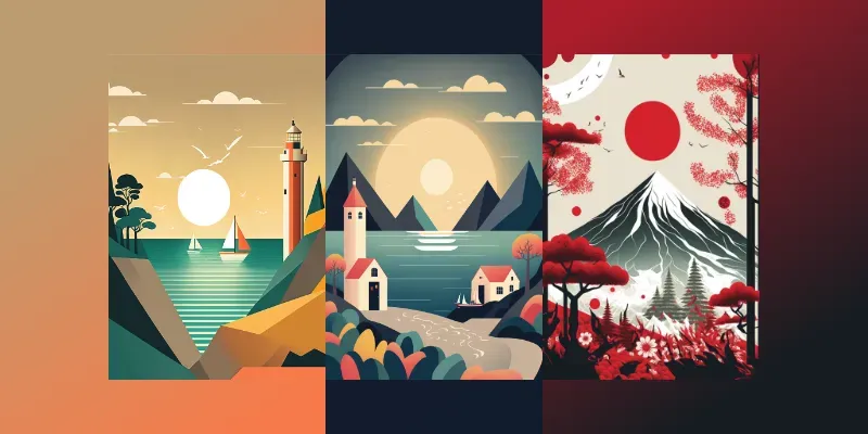 Flat Minimal Landscape Posters generated by undefined