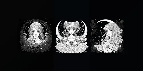 Coloring Book Manga Girls generated by midjourney