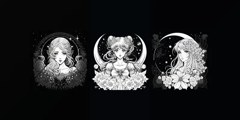 Coloring Book Manga Girls generated by undefined