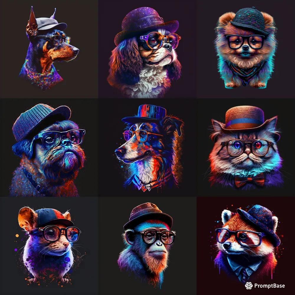 Hipster Pet Avatar Logo Sticker T-shirts