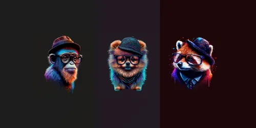 Hipster Pet Avatar Logo Sticker T-shirts generated by midjourney