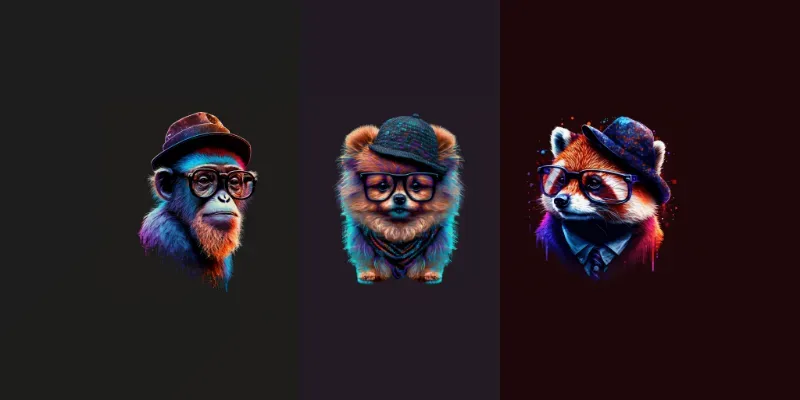 Hipster Pet Avatar Logo Sticker T-shirts generated by undefined