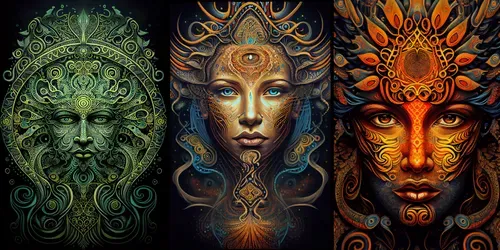 Psychedelic Shamanic Visionary Art Faces generated by midjourney