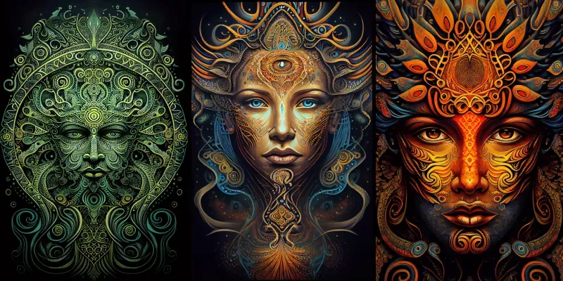 Psychedelic Shamanic Visionary Art Faces generated by undefined