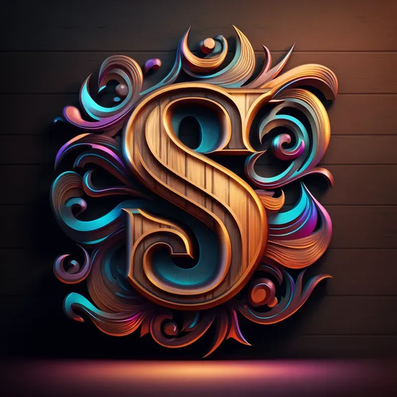 Lettering Wooden Fantasy Logos