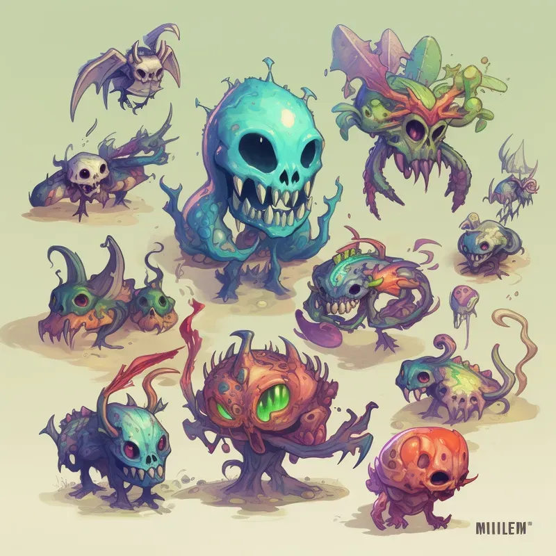 Watercolor RPG Alien Monsters Game Assets